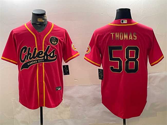 Mens Kansas City Chiefs #58 Derrick Thomas Red Gold Cool Base Stitched Baseball Jersey->kansas city chiefs->NFL Jersey